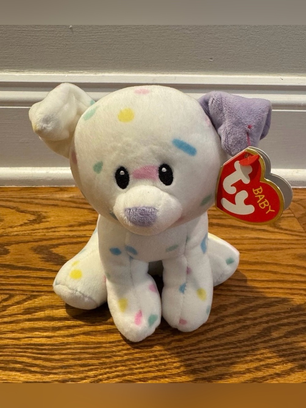TY Baby Sprinkles Puppy Dog Plush 6” Lovey 2018 pink purple blue yellow confetti